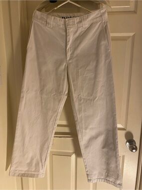 Dickies White Work Pants - crop roll up